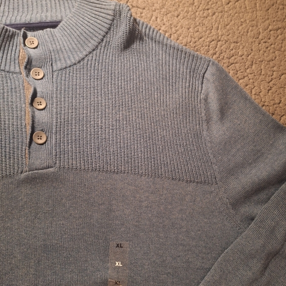 Club Room Men's Ribbed Four-Button Sweater, Blue Wing Hthr, Size XL NWT - Picture 5 of 16